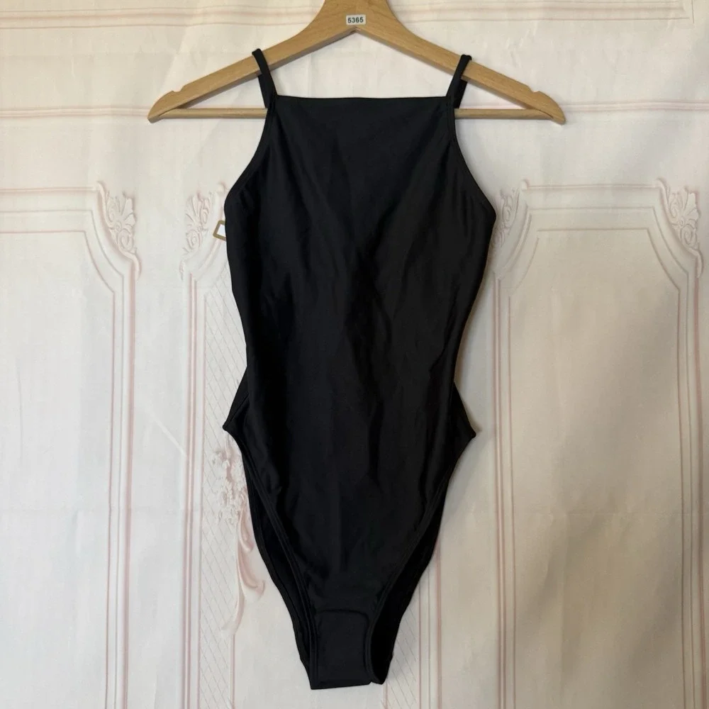 SKIMS Iconic Swim High Neck One Piece Obsidian Black Size S $94 NWT